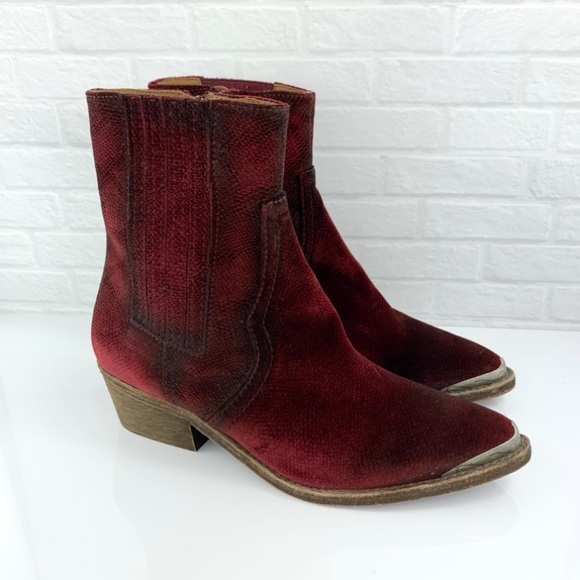 Free People Barbary Velvet Snake Print Western Steel Tip Ankle Boots Sz 39 $298 - Picture 2 of 7
